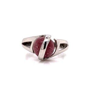 Designer Sterling‎ Silver & Round Ball Gemstone Size 5 Ring! 178
